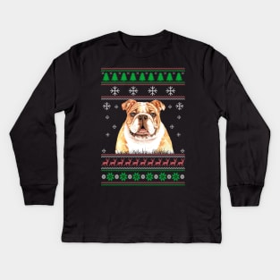 Cute Bulldog Lover Ugly Christmas Sweater For Women And Men Funny Gifts Kids Long Sleeve T-Shirt